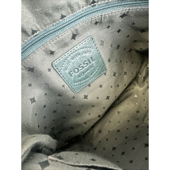 Fossil Morgan Traveler Soft Leather Crossbody Green Key Charm Zip Flap Pocket - Picture 9 of 15